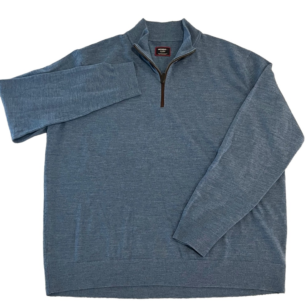 UNTUCKit Belguardo 1/4 Zip Pullover Sweater Mens XXL Blue Extra Fine - Picture 4 of 11